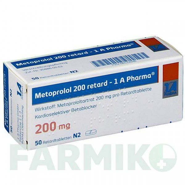 МЕТОПРОЛОЛ (METOPROLOL) 200 таблетки 50 шт - Метопролол 1 A PHARMA