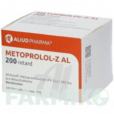 МЕТОПРОЛОЛ (METOPROLOL) 200 таблетки 100 шт - Метопролол ALIUD PHARMA