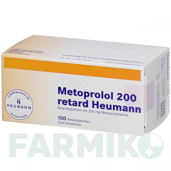МЕТОПРОЛОЛ (METOPROLOL) 200 таблетки 100 шт - Метопролол HEUMANN PHARMA