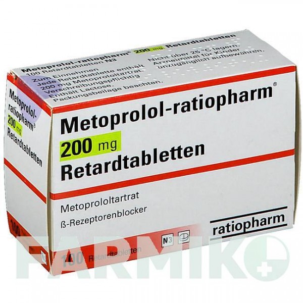 МЕТОПРОЛОЛ (METOPROLOL) 200 мг таблетки 100 шт - Метопролол RATIOPHARM