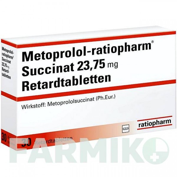 МЕТОПРОЛОЛ (METOPROLOL) 23,75 мг таблетки 30 шт - Метопролол RATIOPHARM
