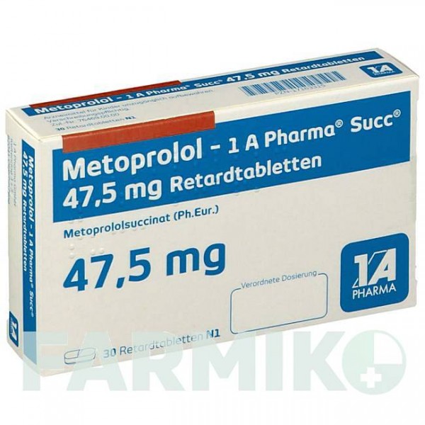 МЕТОПРОЛОЛ (METOPROLOL) 47,5 мг таблетки 30 шт - Метопролол 1 A PHARMA