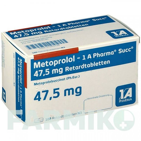 МЕТОПРОЛОЛ (METOPROLOL) 47,5 мг таблетки 100 шт - Метопролол 1 A PHARMA