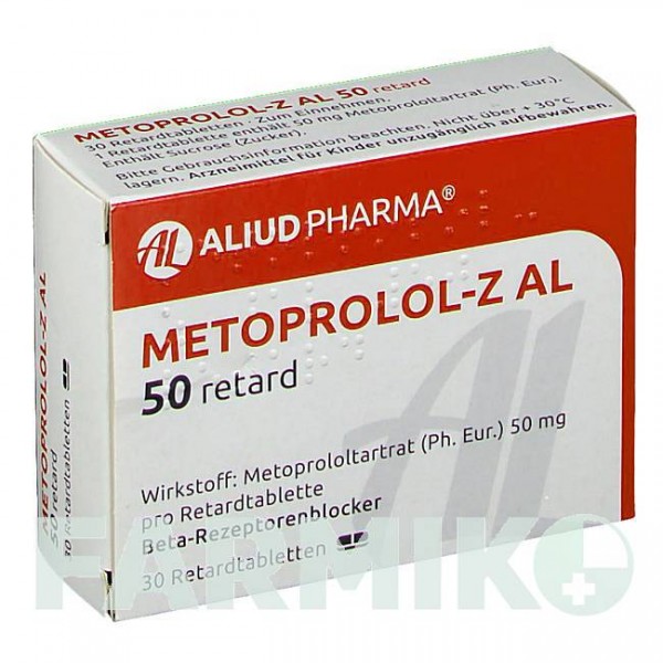 МЕТОПРОЛОЛ (METOPROLOL) 50 таблетки 30 шт - Метопролол ALIUD PHARMA
