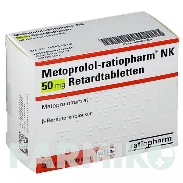 МЕТОПРОЛОЛ (METOPROLOL) 50 мг таблетки 50 шт - Метопролол RATIOPHARM
