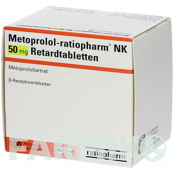 МЕТОПРОЛОЛ (METOPROLOL) 50 мг таблетки 100 шт - Метопролол RATIOPHARM
