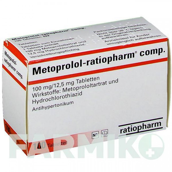 МЕТОПРОЛОЛ (METOPROLOL) таблетки 100 шт - Метопролол, Гідрохлоротіазид RATIOPHARM