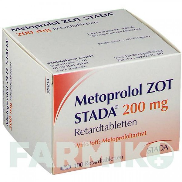 МЕТОПРОЛОЛ ЗОТ (METOPROLOL ZOT) 200 мг таблетки 100 шт - Метопролол STADAPHARM