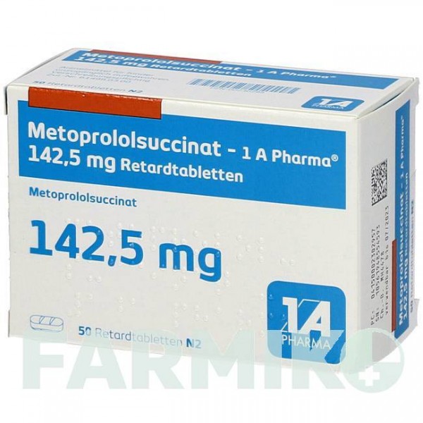 МЕТОПРОЛОЛСУКЦИНАТ (METOPROLOLSUCCINAT) 142,5 таблетки 50 шт - Метопролол 1 A PHARMA