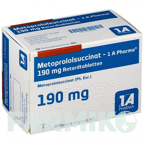 МЕТОПРОЛОЛСУКЦИНАТ (METOPROLOLSUCCINAT) 190 мг таблетки 50 шт - Метопролол 1 A PHARMA