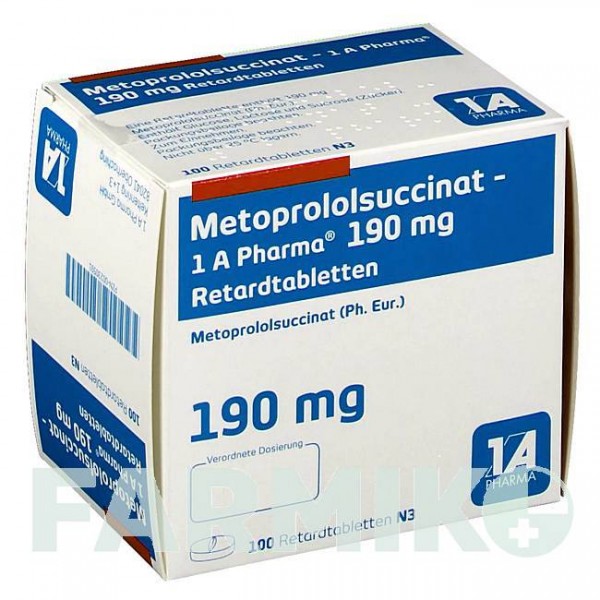 МЕТОПРОЛОЛСУКЦИНАТ (METOPROLOLSUCCINAT) 190 мг таблетки 100 шт - Метопролол 1 A PHARMA