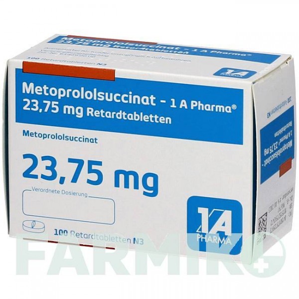 МЕТОПРОЛОЛСУКЦИНАТ (METOPROLOLSUCCINAT) 23,75 таблетки 100 шт - Метопролол 1 A PHARMA