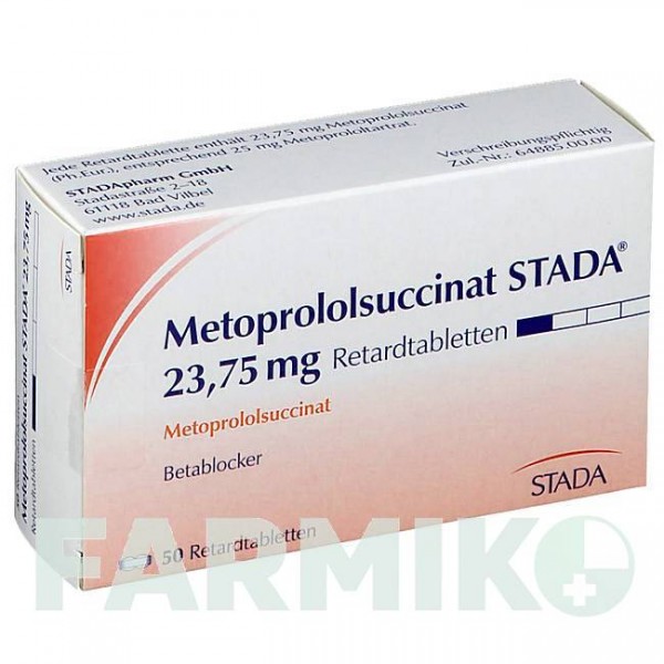 МЕТОПРОЛОЛСУКЦИНАТ (METOPROLOLSUCCINAT) 23,75 мг таблетки 50 шт - Метопролол STADAPHARM