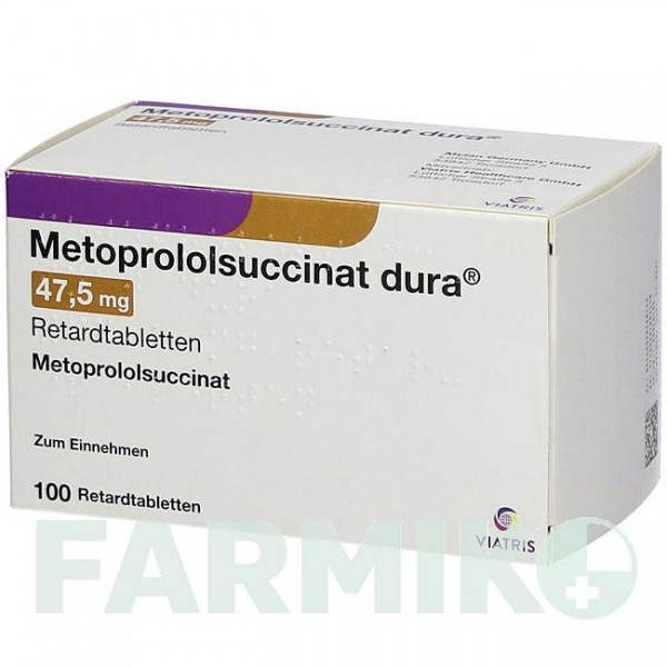 МЕТОПРОЛОЛСУКЦИНАТ (METOPROLOLSUCCINAT) 47,5 мг таблетки 100 шт - Метопролол VIATRIS