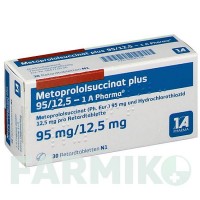 МЕТОПРОЛОЛСУКЦИНАТ (METOPROLOLSUCCINAT) 95/12,5 таблетки 30 шт - Метопролол, Гідрохлоротіазид 1 A PHARMA