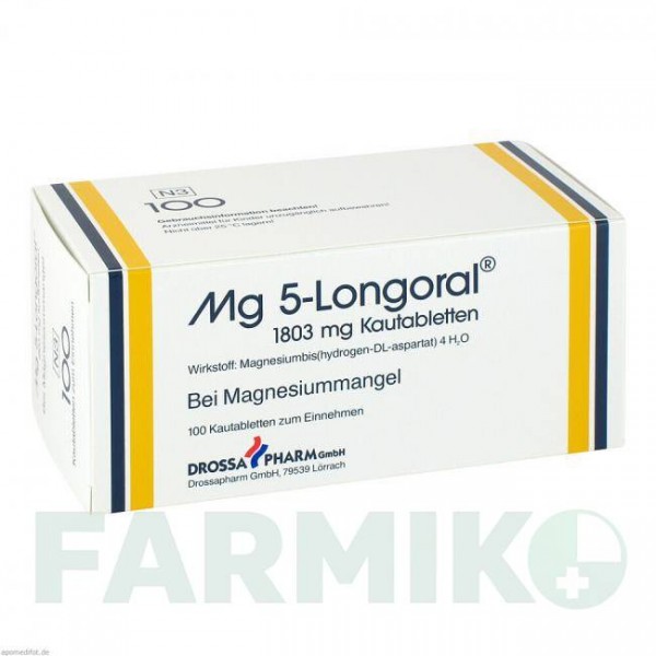 МГ 5 ЛОНГОРАЛ (MG 5 LONGORAL) таблетки 100 шт - Магния аспартат DROSSAPHARM