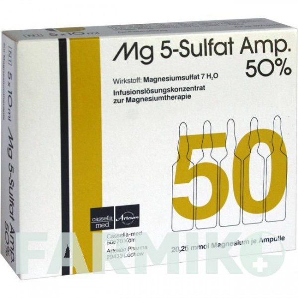 МГ 5 СУЛЬФАТ (MG 5 SULFAT) 50% концентрат 5 шт - Магния сульфат DROSSAPHARM