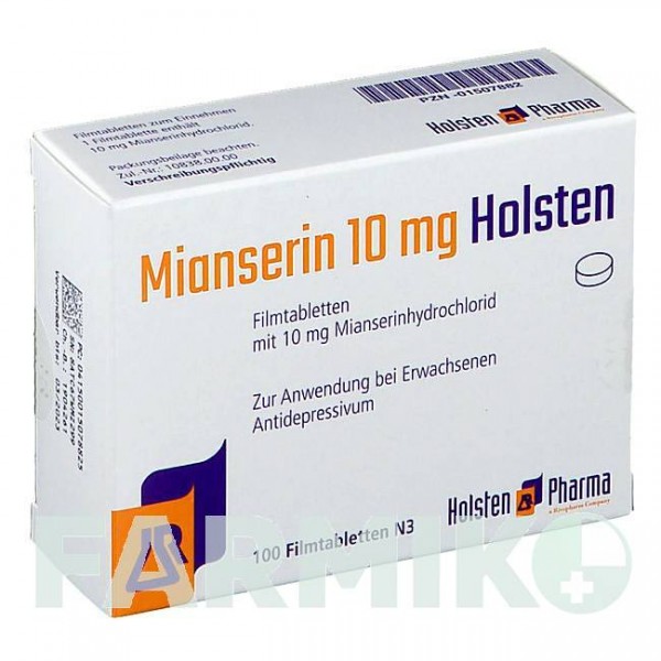 МИАНСЕРИН (MIANSERIN) 10 мг таблетки 100 шт - Миансерин HOLSTEN PHARMA
