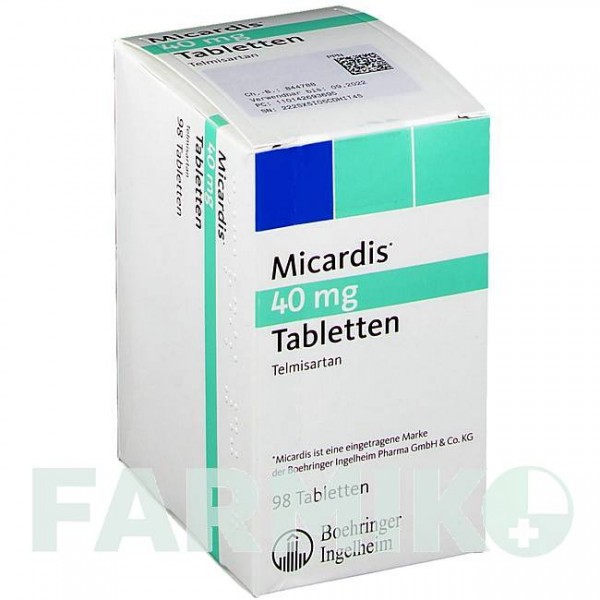 МИКАРДИС (MICARDIS) 40 мг таблетки 98 шт - Телмисартан DOCPHARM