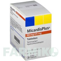 МИКАРДИСПЛЮС (MICARDISPLUS) 80 мг/25 мг таблетки 98 шт - Телмисартан, Гидрохлоротиазид BOEHRINGER INGELHEIM