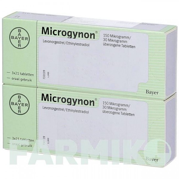 МІКРОГІНОН (MICROGYNON) таблетки 6x21 шт - Левоноргестрел, Етинілестрадіол EMRA-MED