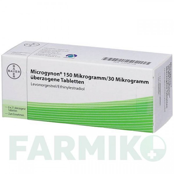 МИКРОГИНОН (MICROGYNON) таблетки 6x21 шт - Левоноргестрел, Этинилэстрадиол ORIFARM