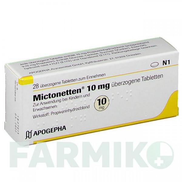 МИКТОНЕТТЕН (MICTONETTEN) 10 мг таблетки 28 шт - Пропиверин APOGEPHA