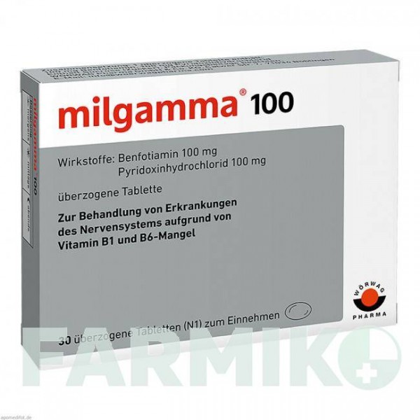 МІЛЬГАММА (MILGAMMA) 100 мг таблетки 30 шт - Бенфотіамін, Інше WORWAG PHARMA