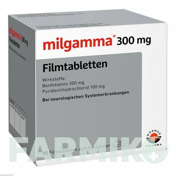 МІЛЬГАММА (MILGAMMA) 300 мг таблетки 90 шт - Бенфотіамін, Інше WORWAG PHARMA