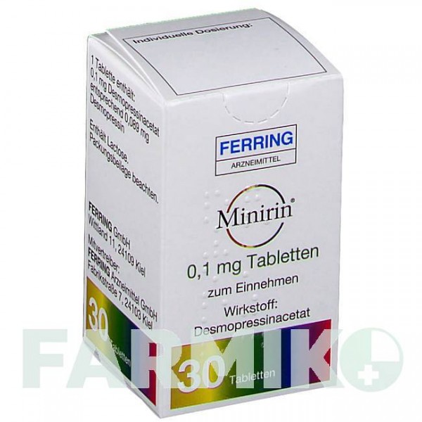 МИНИРИН (MINIRIN) 0,1 мг таблетки 30 шт - Десмопрессин FERRING