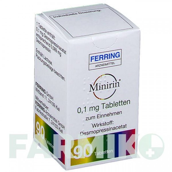МИНИРИН (MINIRIN) 0,1 мг таблетки 90 шт - Десмопрессин FERRING