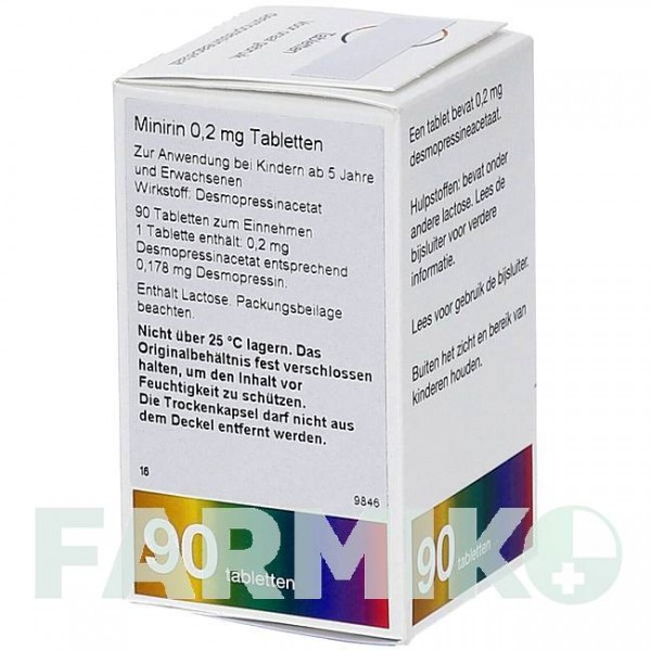 МИНИРИН (MINIRIN) 0,2 мг таблетки 90 шт - Десмопрессин CC PHARMA