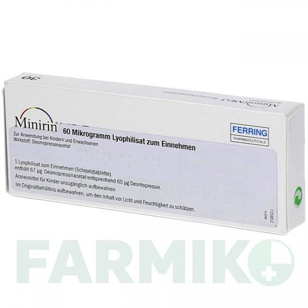 МІНІРИН (MINIRIN) 60 мкг таблетки 30 шт - Десмопресин EMRA-MED