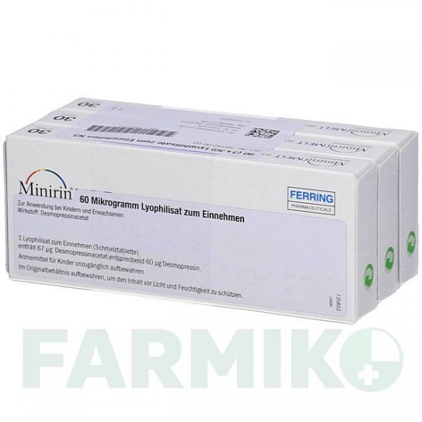 МИНИРИН (MINIRIN) 60 мкг таблетки 90 шт - Десмопрессин EMRA-MED