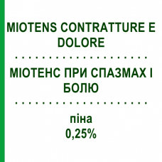 МІОТЕНС ПРИ СПАЗМАХ І БОЛЮ (MIOTENS CONTRATTURE E DOLORE) 0,25% піна 30 мл - Активні речовини DOMPE