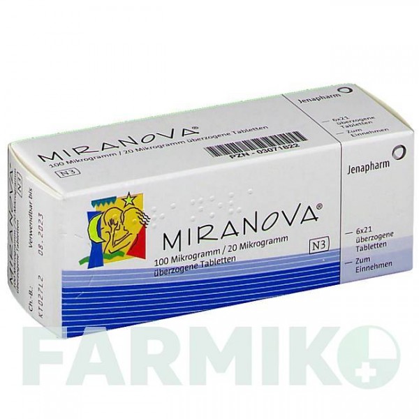 МІРАНОВА (MIRANOVA) таблетки 6x21 шт - Левоноргестрел, Етинілестрадіол JENAPHARM