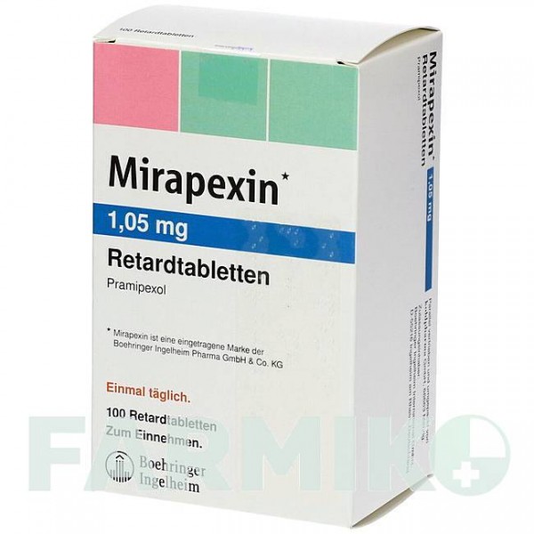 МИРАПЕКСИН (MIRAPEXIN) 1,05 мг таблетки 100 шт - Прамипексол KOHLPHARMA