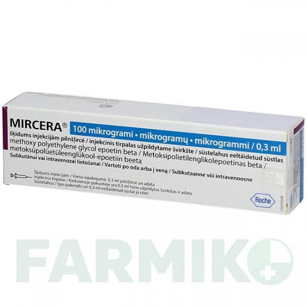 МИРЦЕРА (MIRCERA) 100 мкг/0,3 мл шприци 1 шт - Метокси-поліетиленгліколь-епоетин бета DOCPHARM