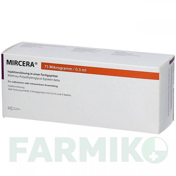 МИРЦЕРА (MIRCERA) 75 мкг/0,3 мл шприци 3 шт - Метокси-полиэтиленгликоль-эпоэтин бета AXICORP PHARMA