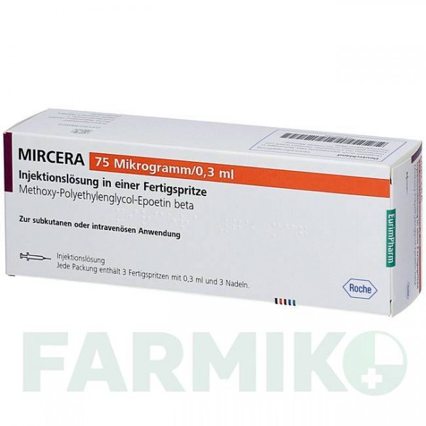 МИРЦЕРА (MIRCERA) 75 мкг/0,3 мл раствор 3 шт - Метокси-полиэтиленгликоль-эпоэтин бета EURIMPHARM