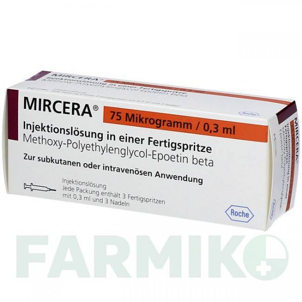 МИРЦЕРА (MIRCERA) 75 мкг/0,3 мл шприци 3 шт - Метокси-полиэтиленгликоль-эпоэтин бета HAEMATO PHARM