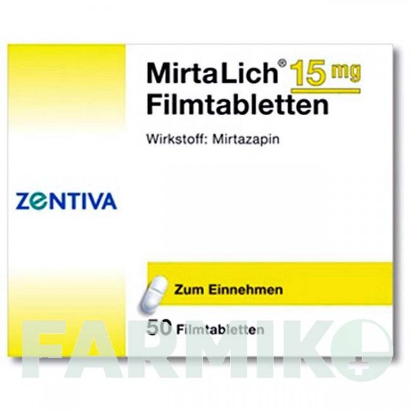 МІРТАЛІХ (MIRTALICH) 15 мг таблетки 50 шт - Міртазапін ZENTIVA