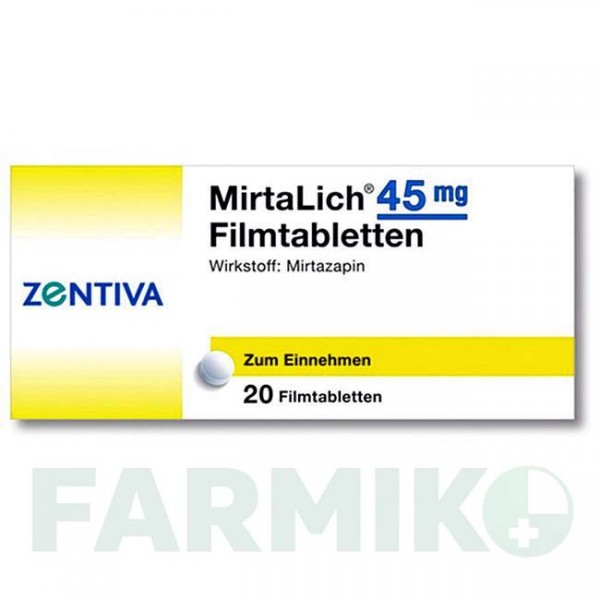 МІРТАЛІХ (MIRTALICH) 45 мг таблетки 20 шт - Міртазапін ZENTIVA