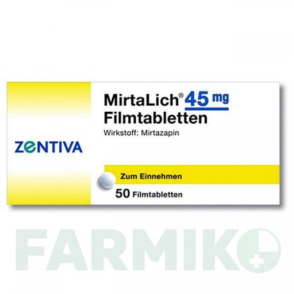 МИРТАЛИХ (MIRTALICH) 45 мг таблетки 50 шт - Миртазапин ZENTIVA