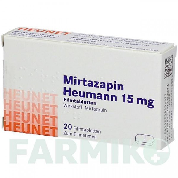 МИРТАЗАПИН (MIRTAZAPIN) 15 мг таблетки 20 шт - Миртазапин HEUNET PHARMA