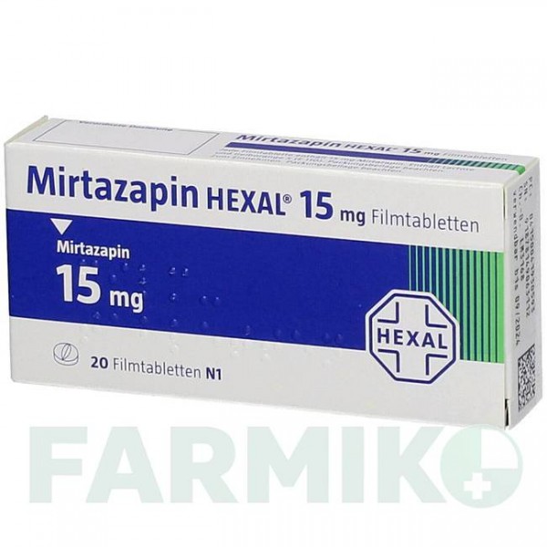МІРТАЗАПІН (MIRTAZAPIN) 15 мг таблетки 20 шт - Міртазапін HEXAL