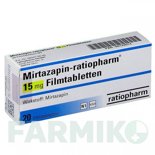 МІРТАЗАПІН (MIRTAZAPIN) 15 мг таблетки 20 шт - Міртазапін RATIOPHARM