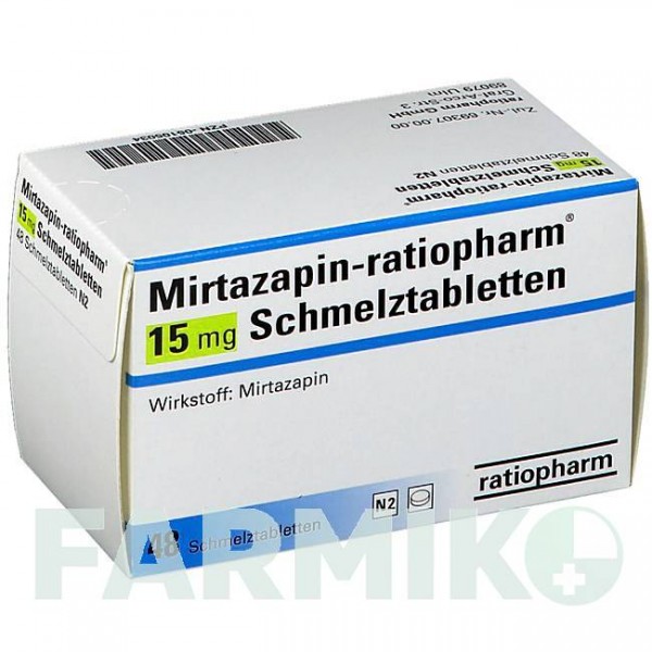 МІРТАЗАПІН (MIRTAZAPIN) 15 мг таблетки 48 шт - Міртазапін RATIOPHARM