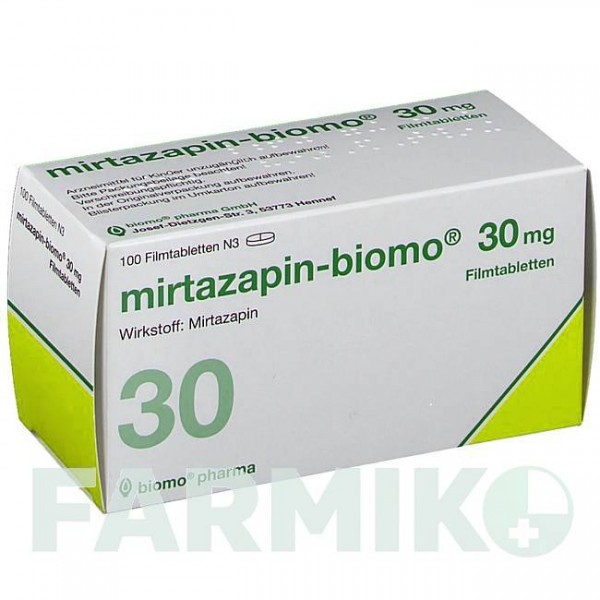МІРТАЗАПІН (MIRTAZAPIN) 30 мг таблетки 100 шт - Міртазапін BIOMO PHARMA