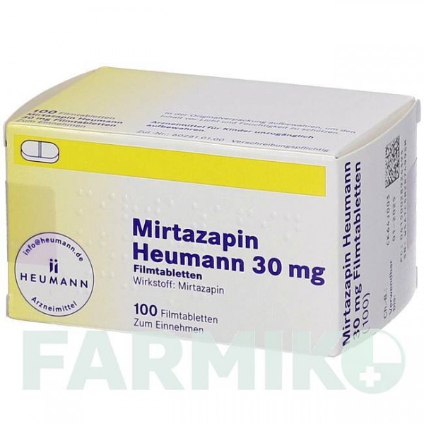 МІРТАЗАПІН (MIRTAZAPIN) 30 мг таблетки 100 шт - Міртазапін HEUMANN PHARMA
